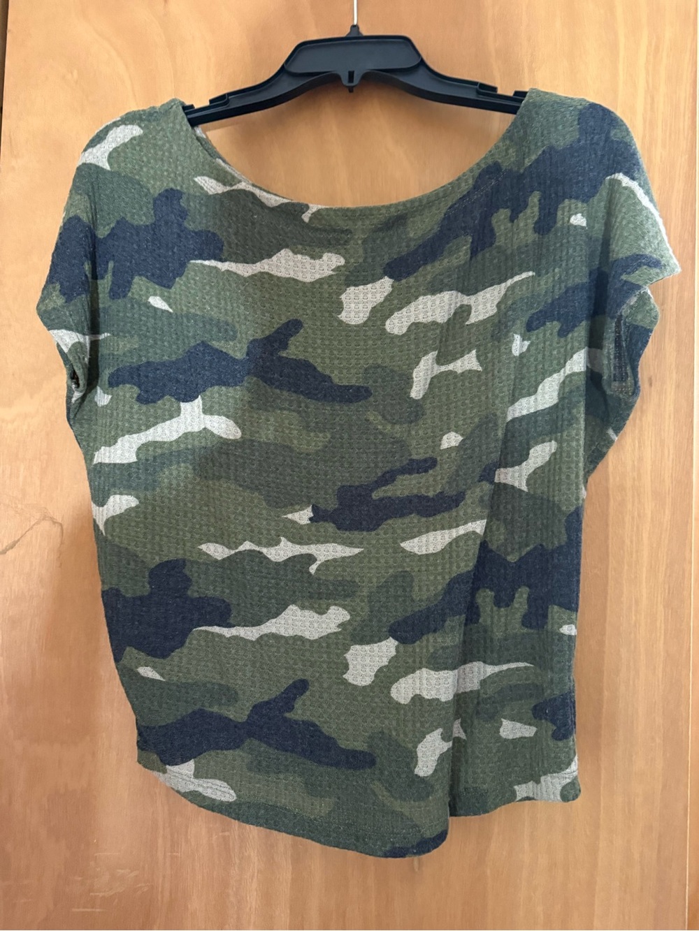 Express Camo Short Sleeve Top - Olive Green, Dark Green, Cream